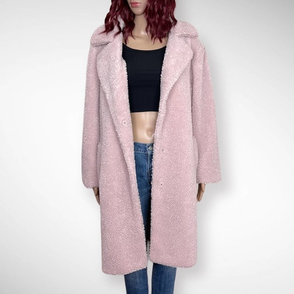 Mark Alan Jackets & Blazers - Mark Alan New York Womens Sherpa Coat size XL Blush Pink Long Lined Warm